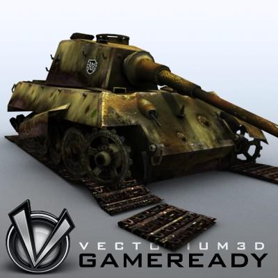 3D Model of Game Ready Low Poly King Tiger model - 3D Render 3